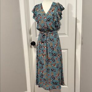 DR2 Teal Floral Midi Dress